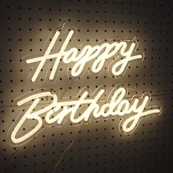 Amazon Happy Birthday LED Neon Sign Letter Shape Lamp Luminous Word For Advertising Party Logo Neon Lamp