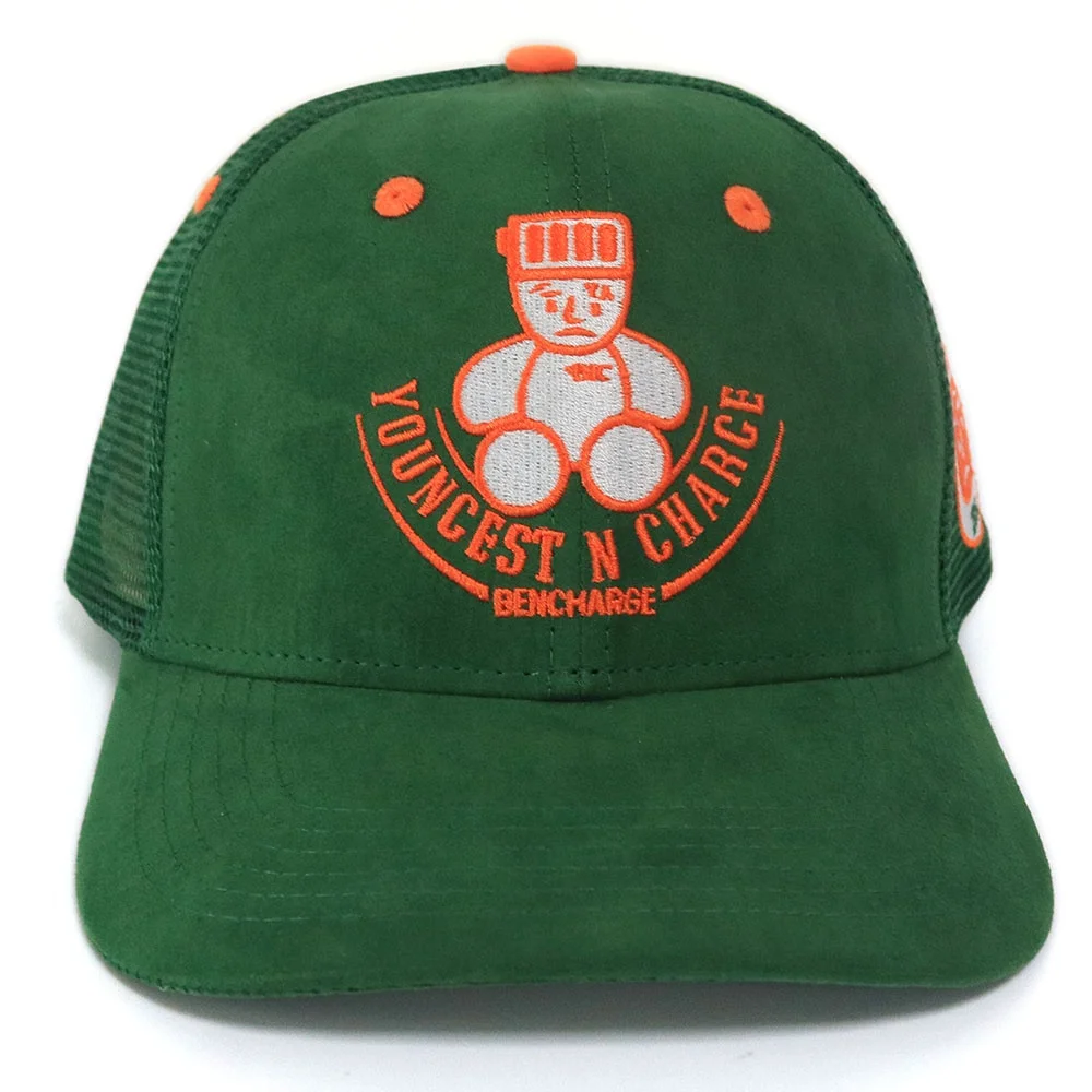 2022 New Arrival High Quality Customized 6 Panel Trucker Hat Army Green Suede Back Mesh With Logo Embroidery Casual Caps