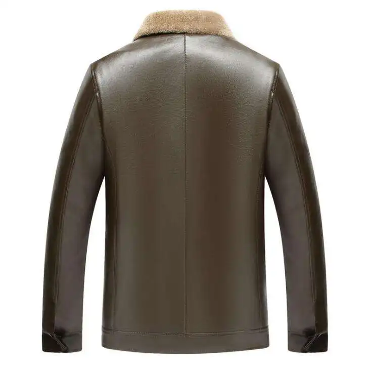 New leather middle-aged and elderly winter plus velvet thick fur integrated warm coat manufacturers wholesale