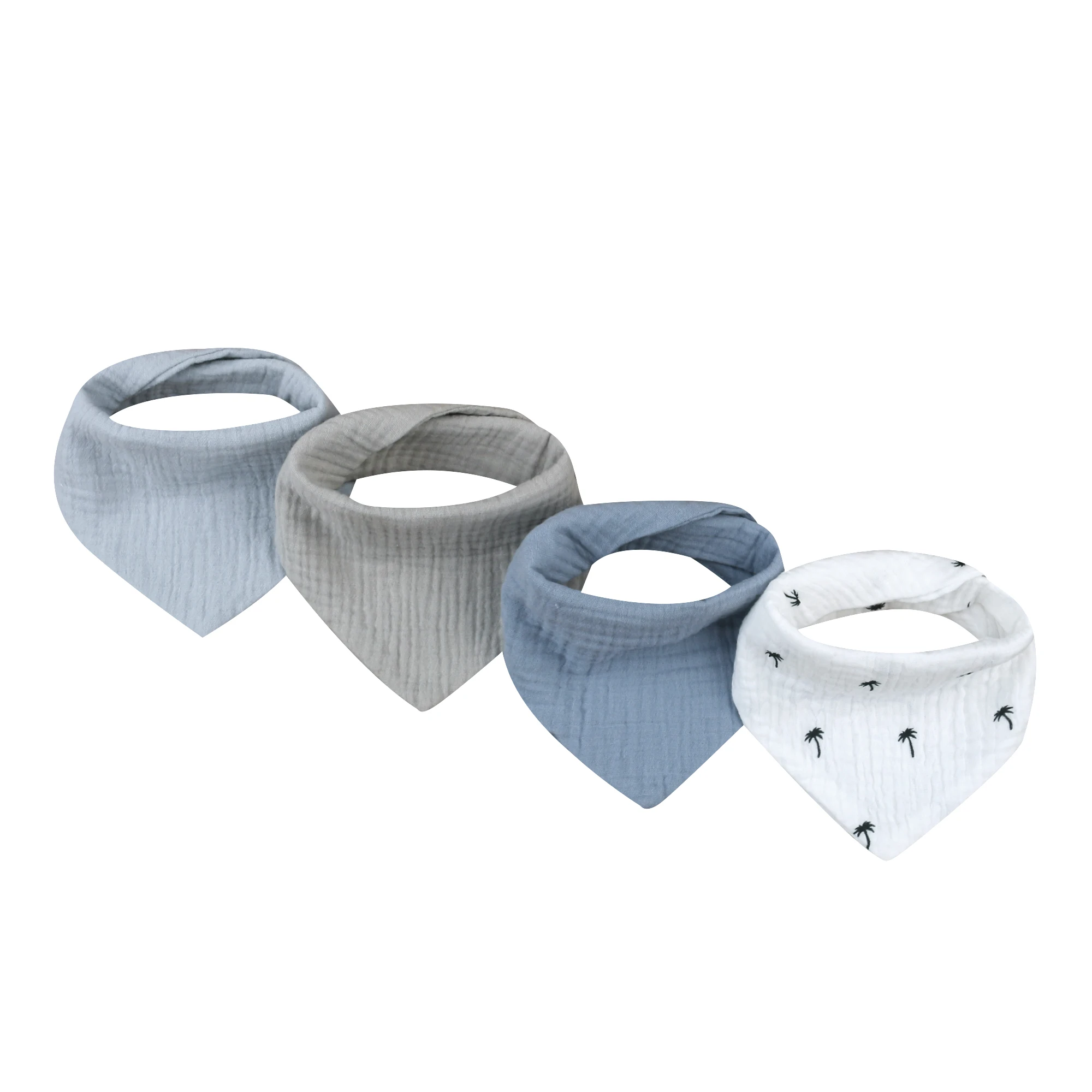 Haoyuan 4 piece set 100% Organic Cotton Muslin Curved Baby Bibs china wholesale bandana bibs cotton