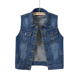 Wholesale New Denim Jacket for Women Plus Size Short Custom Fashionable Puffer Sleeveless Jacket Womens