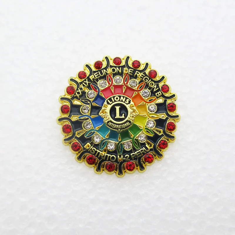 Custom design gold lapel pin enamel lions club badge metal screen printing lapel logo soft hard enamel pins