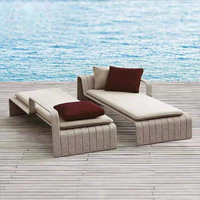 Hot Sale outdoor sun lounger furniture garden lounge chair Outdoor rattan sofa hotel club balcony lazy lounge chair