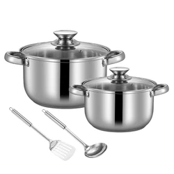 Factory High Quality Induction Kitchen Ware Set Casserole Pans Cooking Pot Set 18 Pcs Thick Stainless Steel Cookware Set