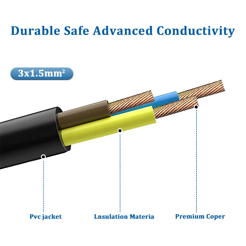 Power Cable 2 Pin American Polarized 12-20AWG Extension Cord Power