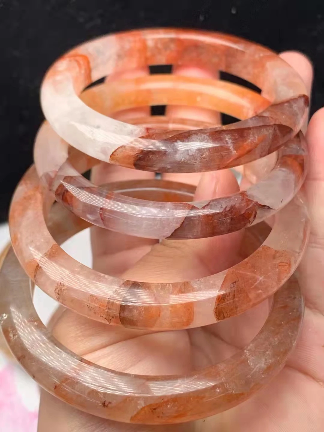 Genuine AAA High Quality Crystal Quartz Gem Natural  Aquamarine Bracelets Green Jade Madagascar Rose Quartz Bangle For WomaN
