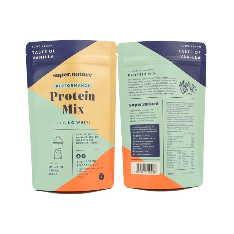 Stand up pouch zip lock biodegradable kraft paper bag