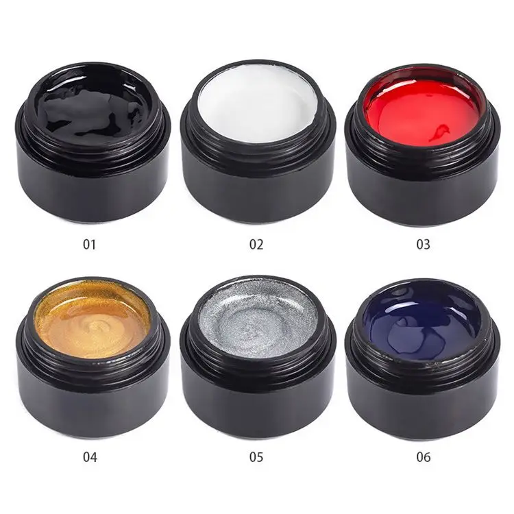 6 colors nail art paint DIY design wire liner drawing gel nail polish set kit colors uv gel gel nail polish