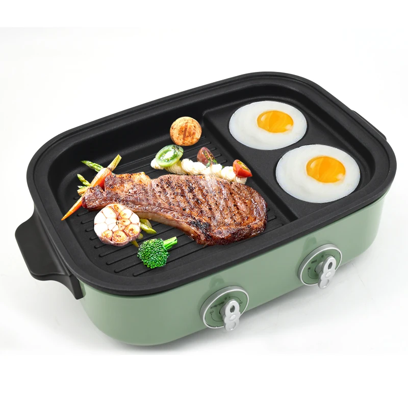 Multi-Function Electric Barbecue Grill Indoor Hot Pot With Non-Stick Electric Grill 1400W with Corrosion Resistance