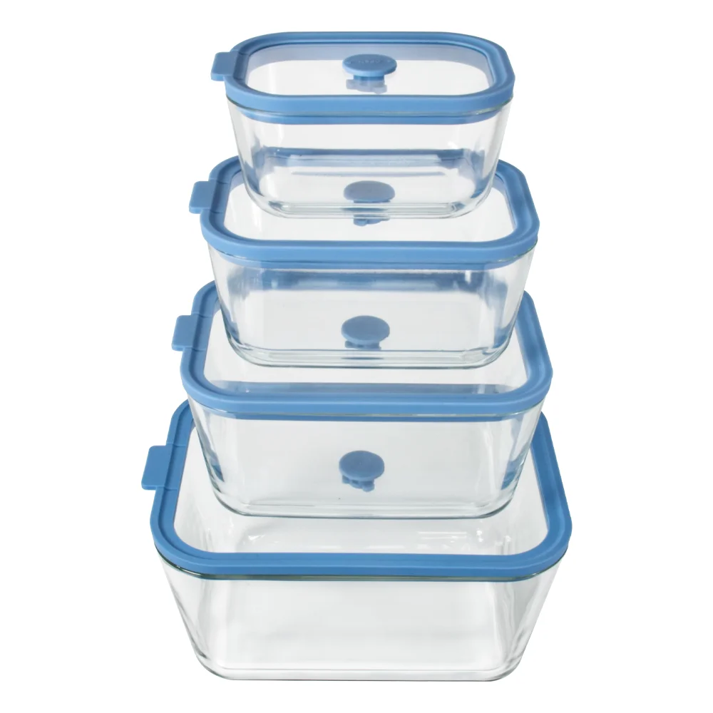 Refrigerator food storage high borosilicate glass preservation bowl silicone & tempered glass integrated cover