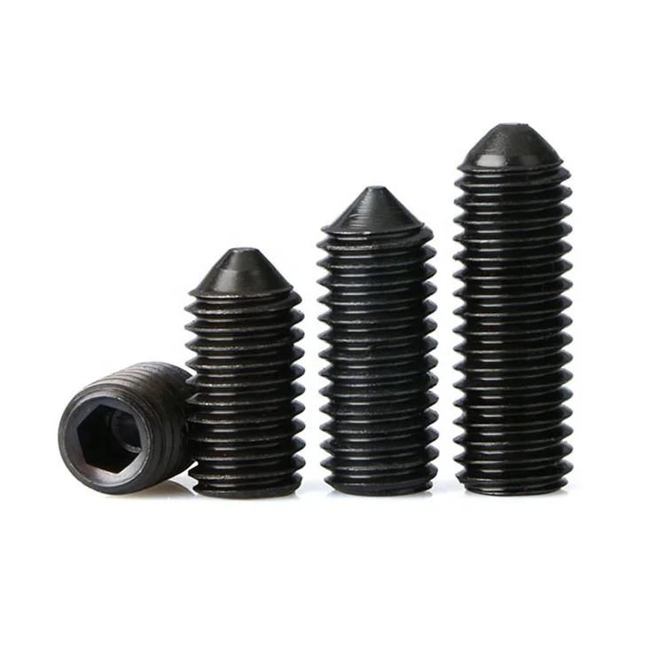 M2 M3 M4 M5 M6 M8 M10 M12 M14 M16 DIN914 Grade 12.9 Black Oxide Grub Screw Allen Socket Set Screws with Cone Point