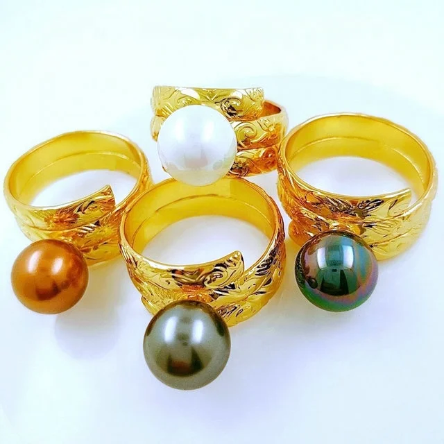 JX28 3 кольцо с жемчугом гавайская реликвия полинезийские ювелирные изделия оптом различные цвета жемчуга готовые к отправке
