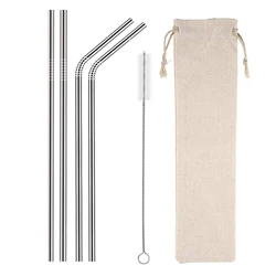 5pcs Eco Friendly Reusable Stainless Steel Drinking Straw