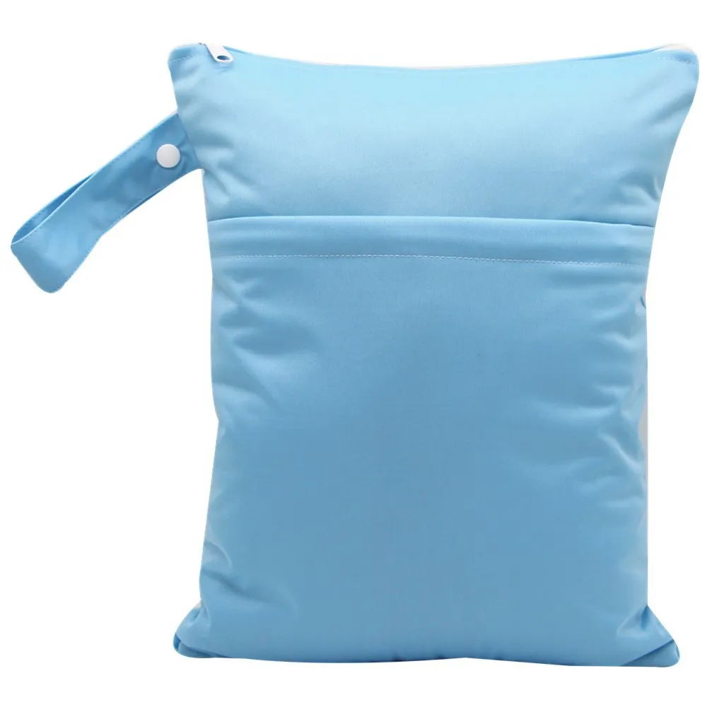 30x36cm waterproof diaper bag portable swimsuit storage travel carry PUL wet bag organizer with two compartments handle