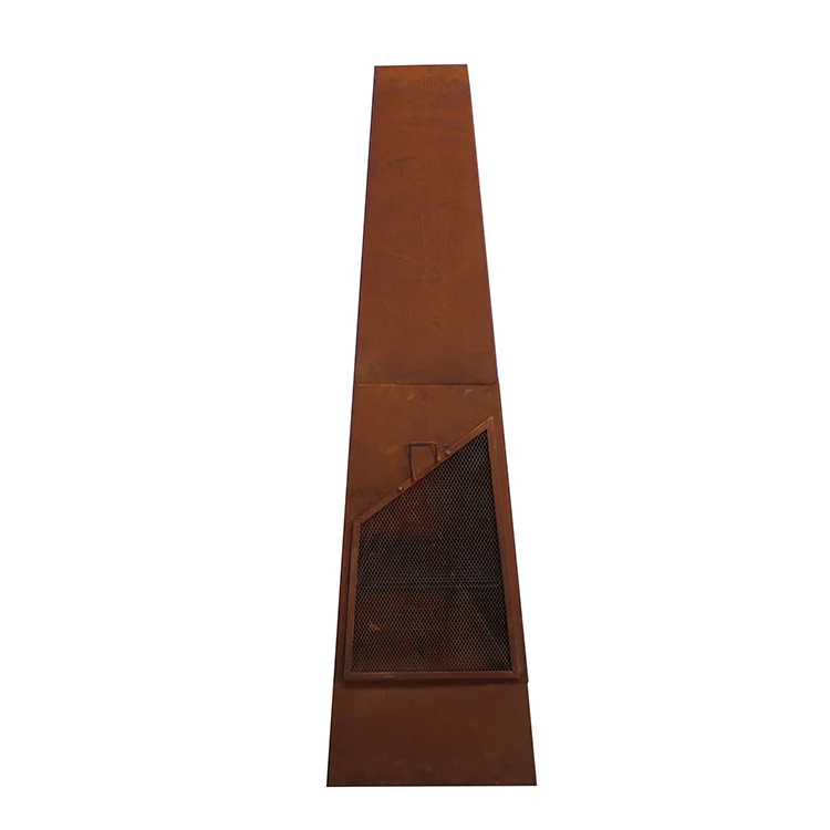 Modern corten steel chimenea with low risk and easy installation