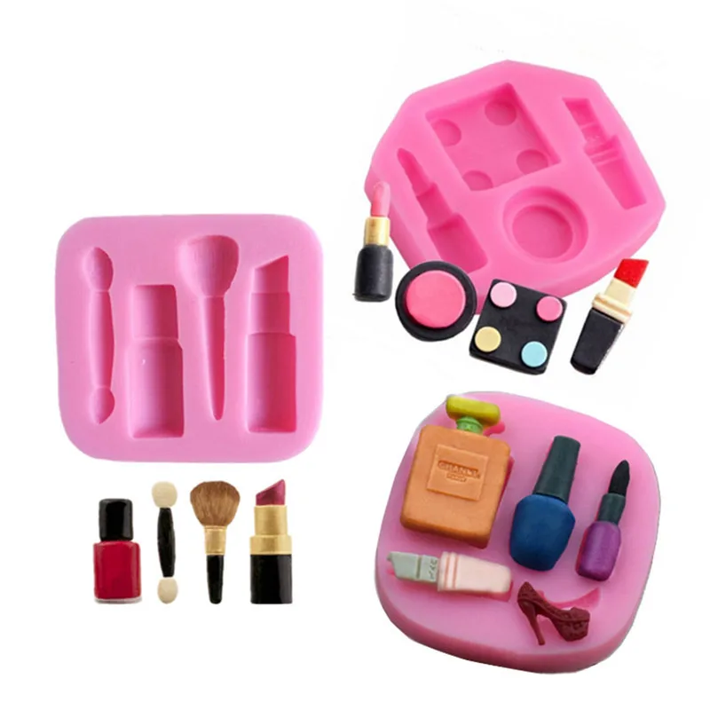 Hot sale 3 D Lipstick makeup combination liquid silicone mold fondant soft pottery glue clay modeling cake tool
