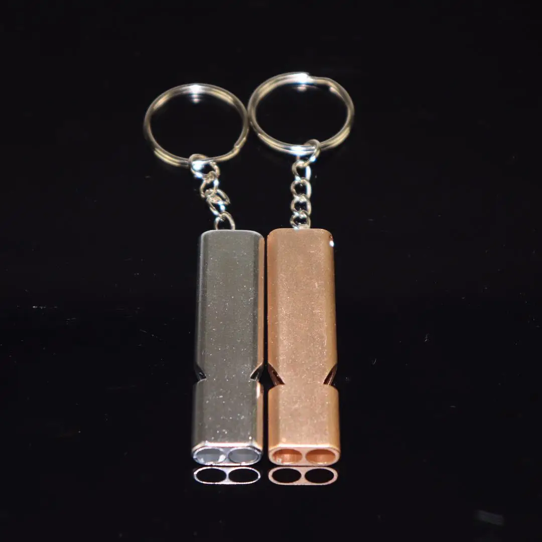 BSCI factory Creative Aluminum Alloy Double Tube Training Dogs Survival Emergency Whistle