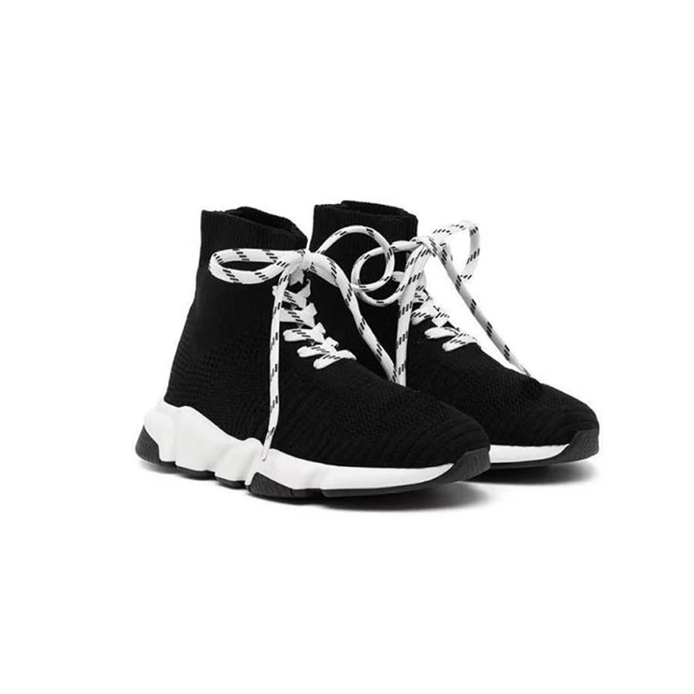 2022 Girls Boys High Top Mesh Sock Sneakers Toddler/Little/Big Kid Casual Fashion Footwear Children School Lace-Up Brand Shoes