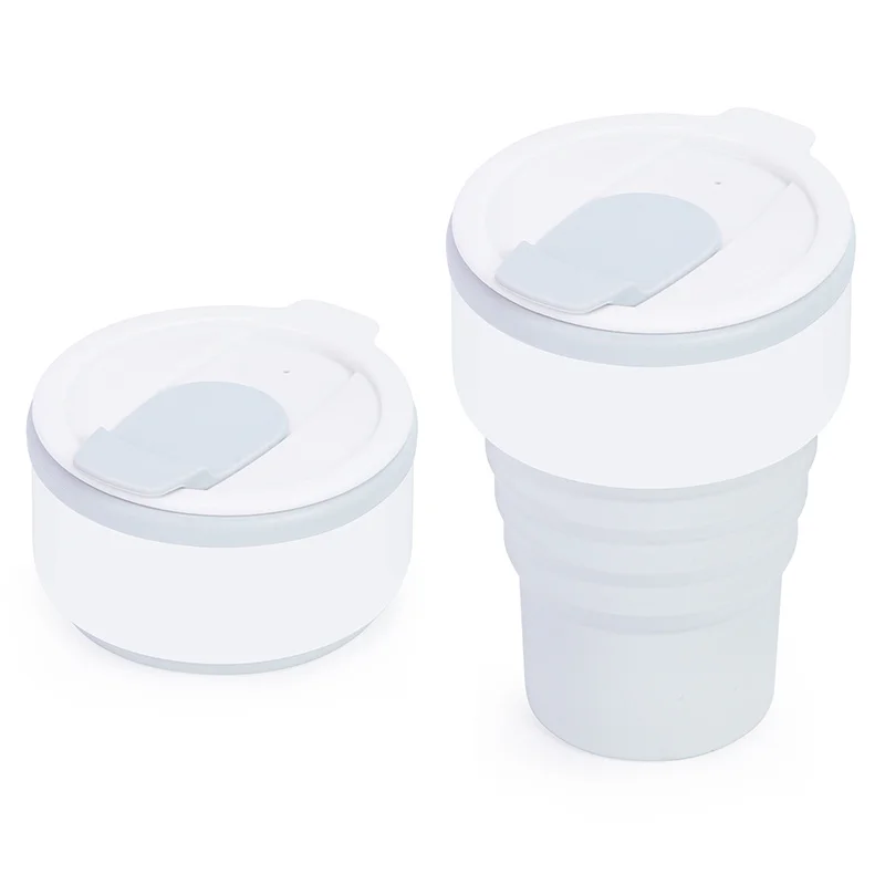 Eco Friendly Portable Customized Black Drinking Coffee Mugs Foldable Collapsible Silicone Travel Coffee Cups