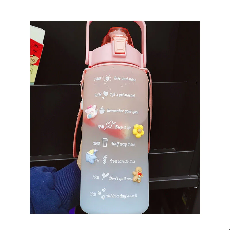 Wholesale Portable Gradual Color Frosted Plastic Cup Large Capacity Outdoor Sports Water Cup