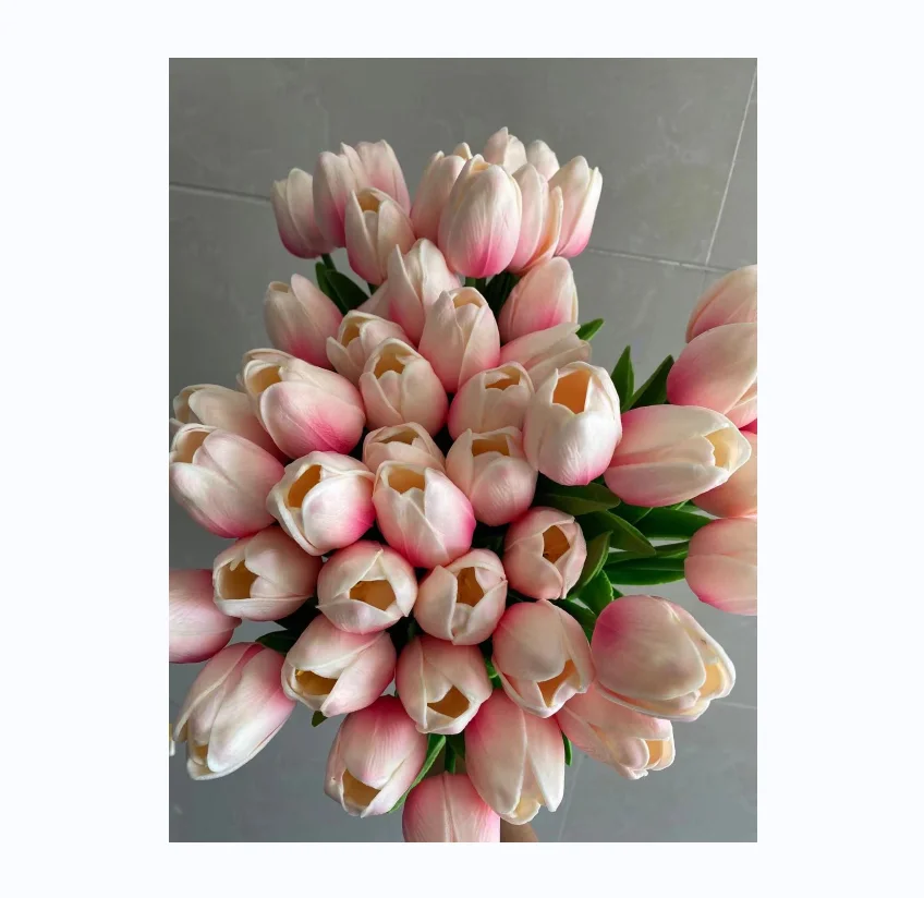 YJX001 wedding home decoration pink pu mini tulip silk flower for wholesale color change