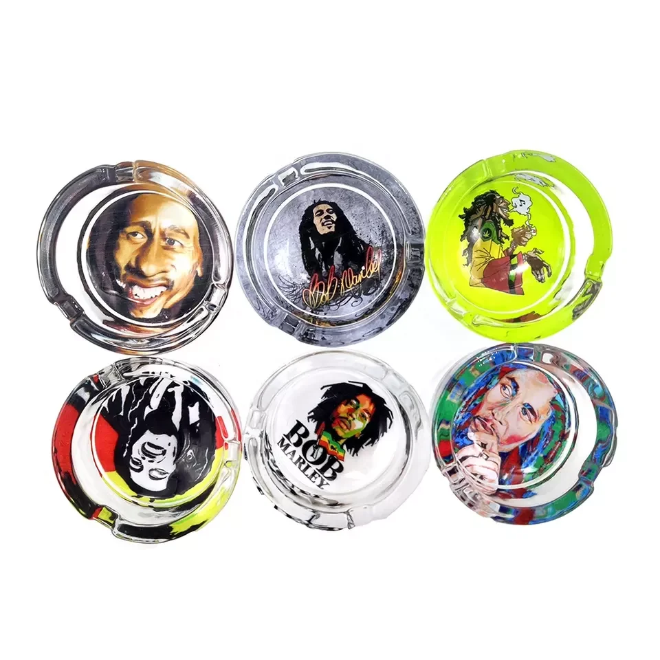 Wholesale Custom Design Logo Ash Tray Smokeless Round Pocket Glass Cigar Ashtray