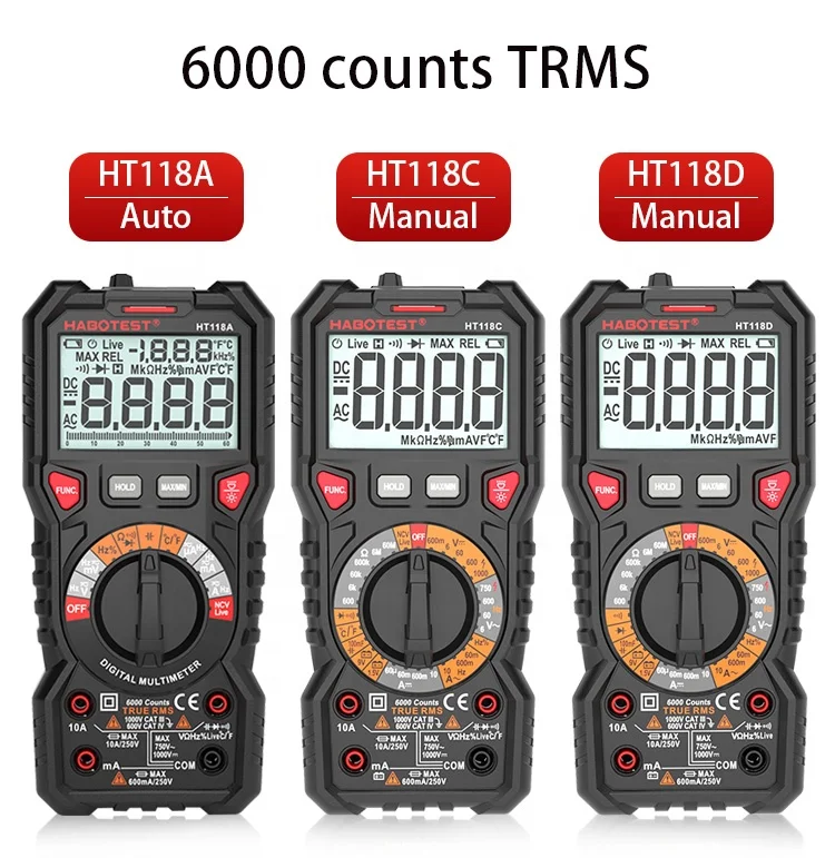  HT118A Цифровой мультиметр Autorange с True RMS 6000 отсчетов Профессиональный