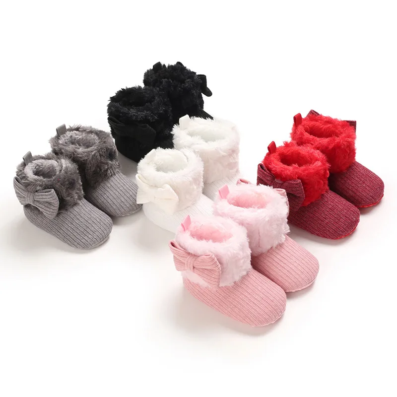 New baby warm wool boots baby shoes soft sole 0-18 months outdoor non-slip baby boots