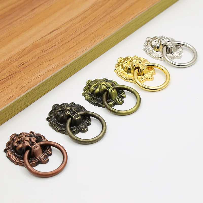 Classical Furniture Handles Zinc Alloy Furniture Pulls Lion Head Ring Cabinet Door Pulls Retro Handle Hardware