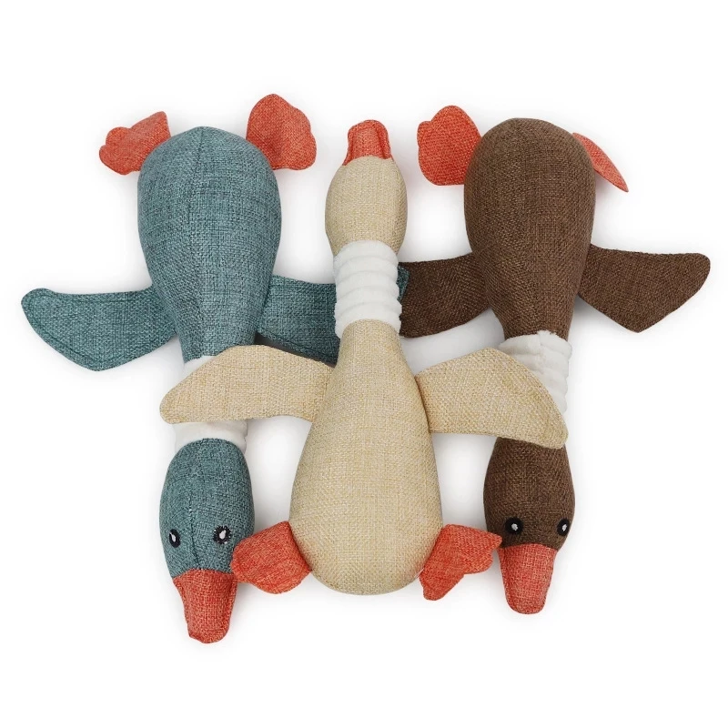Hot Sale Wild Goose Squeaking Linen Pet Toys Cats Dogs Bite Resistant Simulation Relief Pet Plush Toys