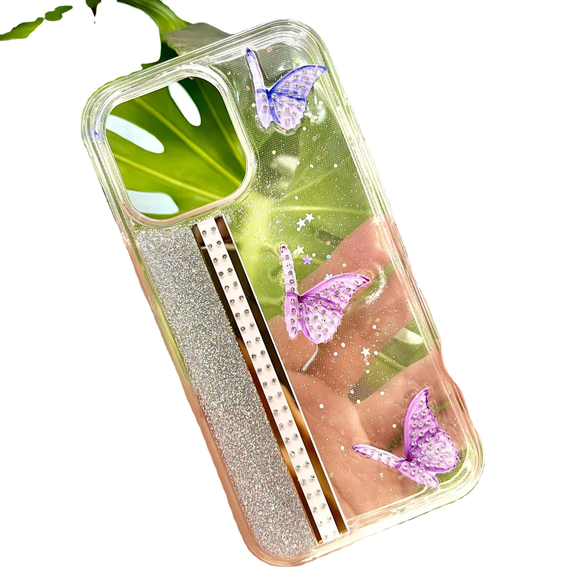 Senior drip glue mobile phone case two-in-one butterfly flashing piece protection cover wholesale