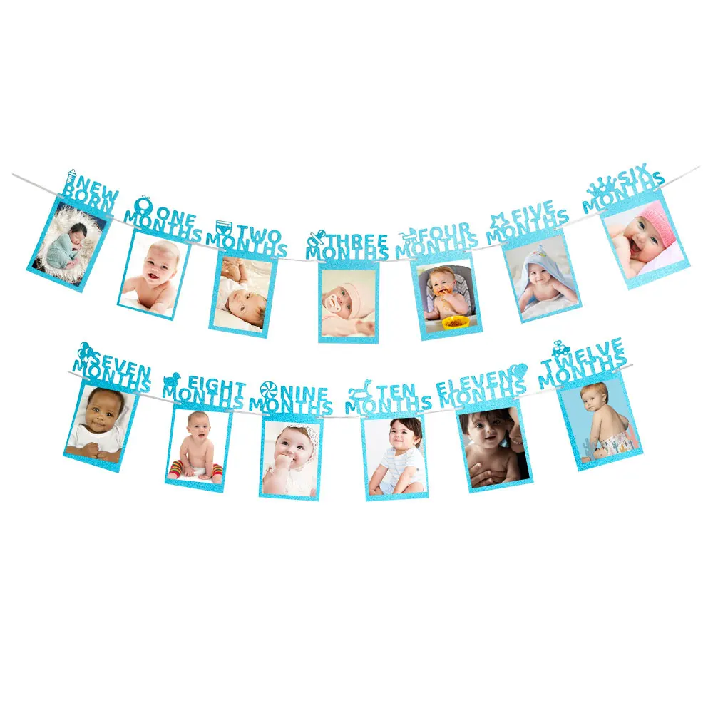 Новорожденный ребенок мальчик или девочка 1-й День Рождения декорации Блестящий ребенок Фото баннер