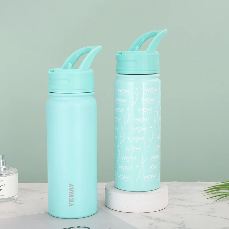 32Oz 40Oz Wide Mouth Double Walled Sports Water Bottle Vacuum Flask Stainless Steel Custom Logo With New Wide Handle Straw Lid