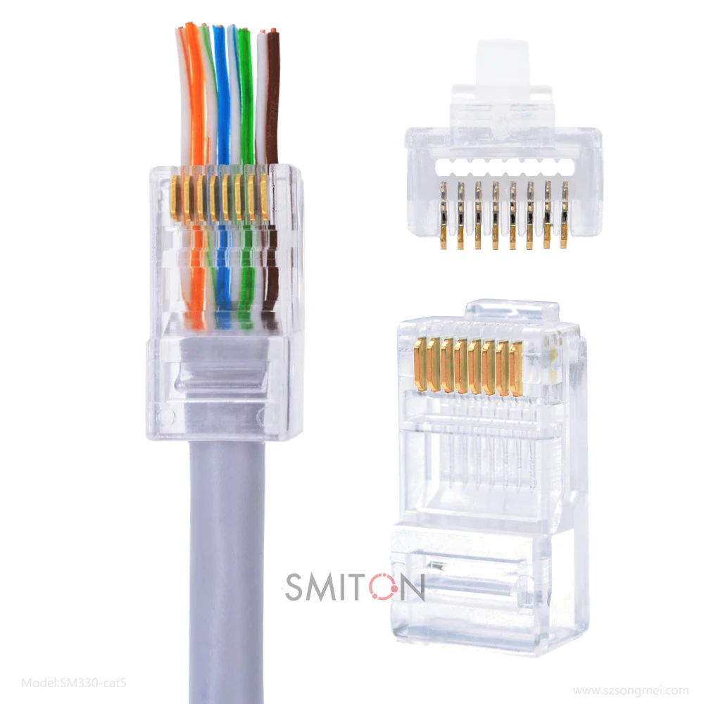 1.0mm Ethernet rj 45 Connector pass through rj45 connector cat5 cat6 utp