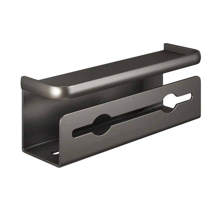 Luxury Black No Drilling Wall Mounted Self Adhesive Tissue Storage Shelf Rack Travel Bathroom Accessories Toilet Paper Holder