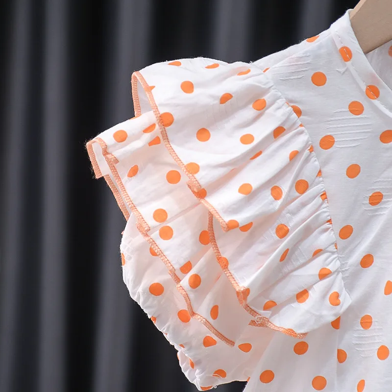 Conyson New Arrival Summer children outfits 1-4 Years Old Kids Girls Fashion Size 2 Pieces dot clothing denim shorts clothes Set