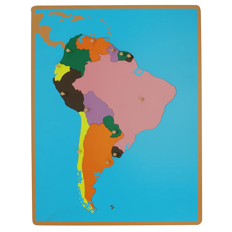 GE015  Montessori Kids Wooden Educational Children Toy Puzzle Map of South America  Montessori