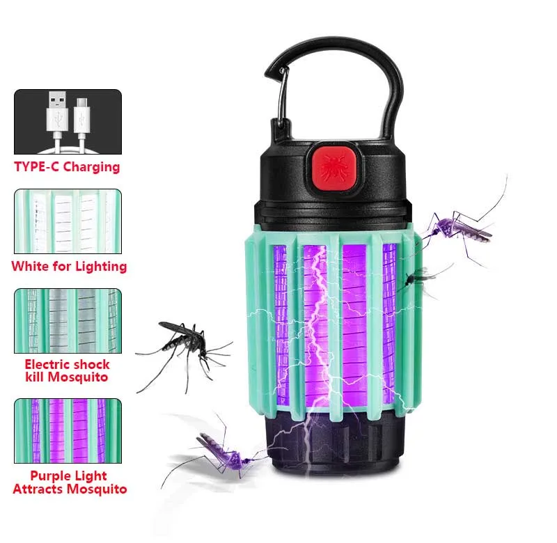 Electric Outdoor Fly Bug Zapper Aluminum Solar Insect Light Trap Mosquito Killer Lamp