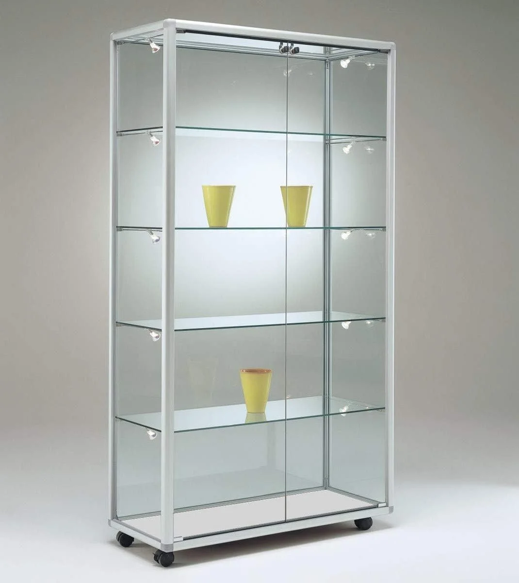 Tempered glass display cabinet Aluminum frame upright glass display cabinet souvenir display window