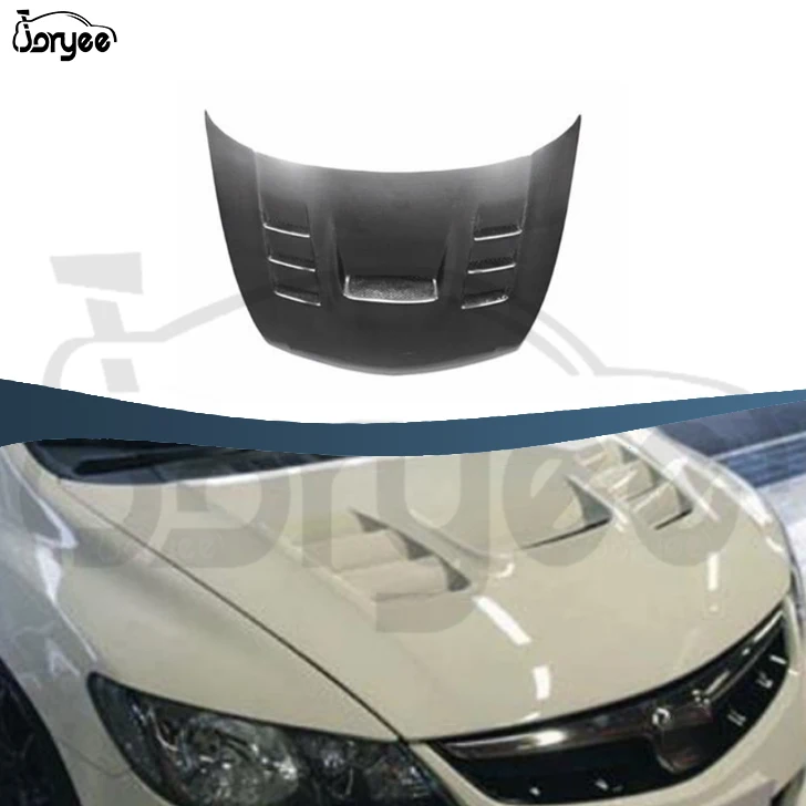 Lng Style Engine Bonnet Carbon Fiber Front Engine Hood BodyKit Car Parts For Hood Civic 2006 2010 2007 2009 Tuning Accessory
