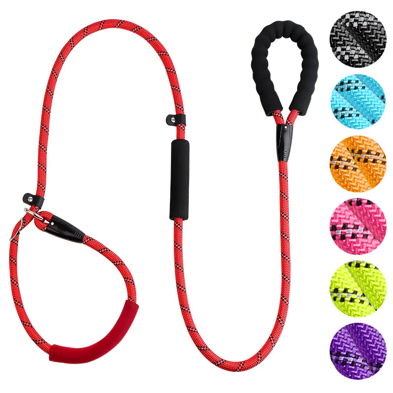 Medium and Large Dogs Reflective Rope Dog Leash Anti-Choking Training Slip Lead Bi-Functional Slip Lead for Dogs