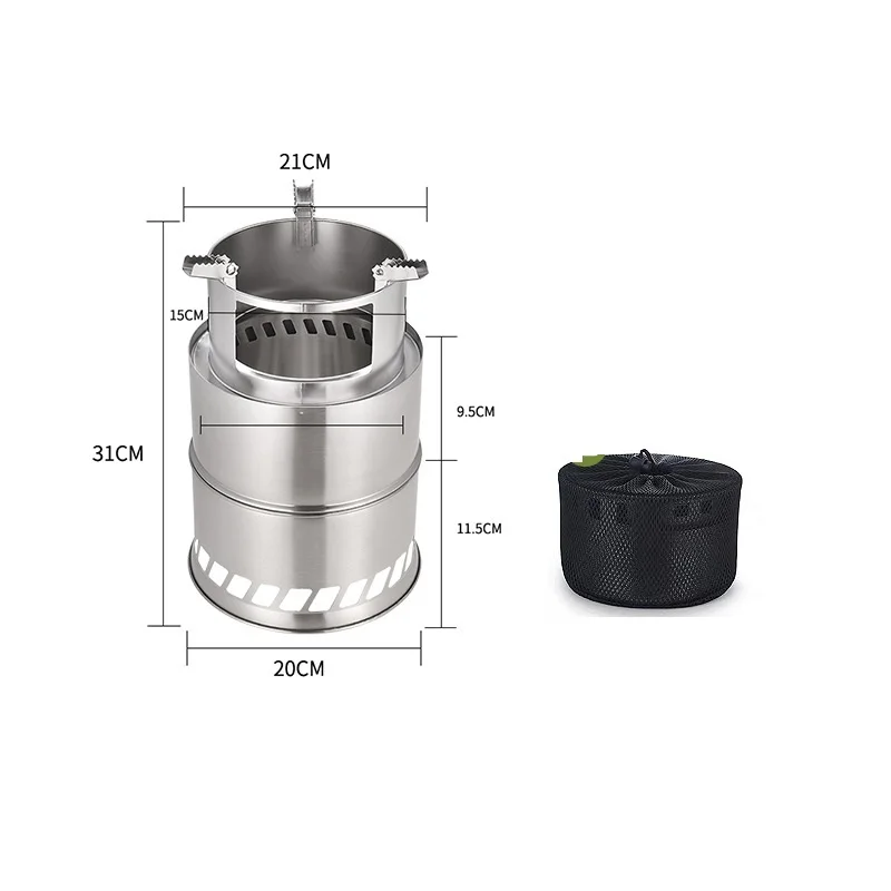 Camping Stove Camp Wood Stove Portable Foldable Stainless Steel Burning Backpacking Stove for Outdoor Hiking Picnic BBQ