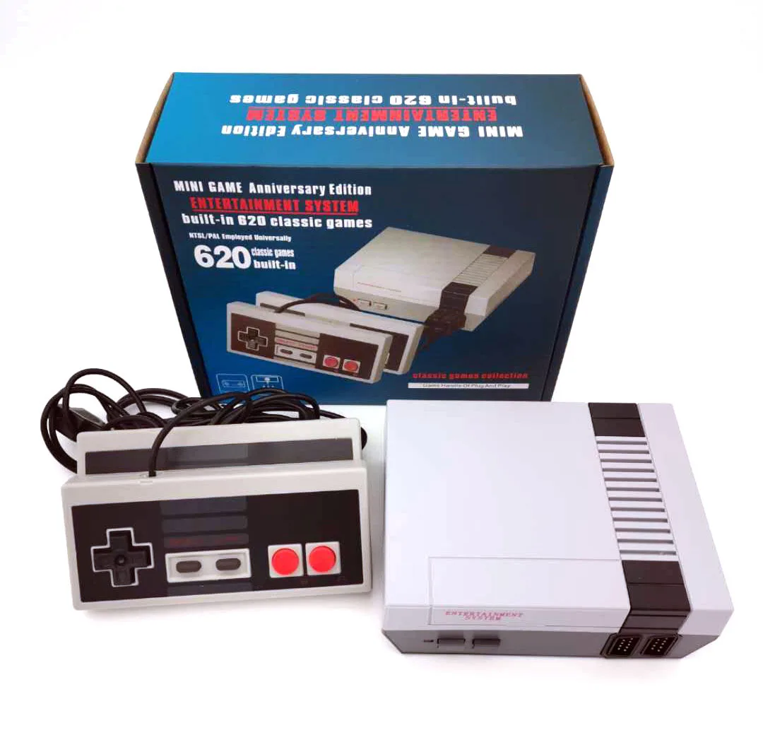 Игровая мини-консоль NES620 двойная Классическая ностальгия подключенная ТВ красная и белая консоль 620 встроенных игр домашняя
