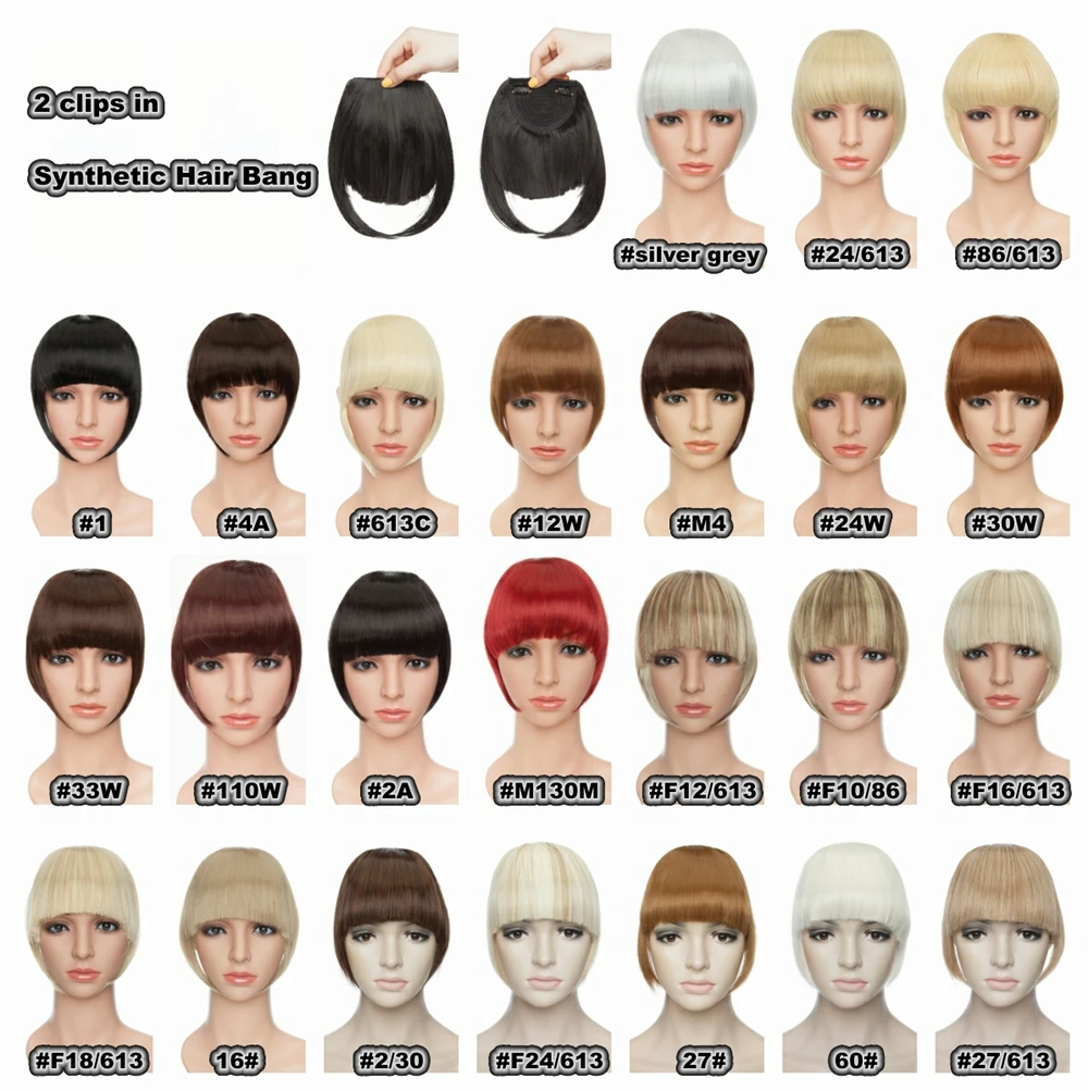 Synthetic hair bang with 2 clips Short Straight Black Side Bang for Women Hair Wig