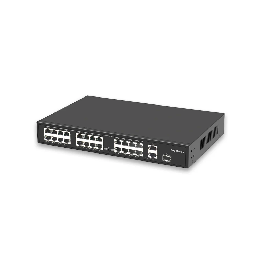 Hot Sale 10/100/1000M L2+ Managed 24 Ports Poe Switch With 2 Gigabit Sfp Slots For Ip Camera