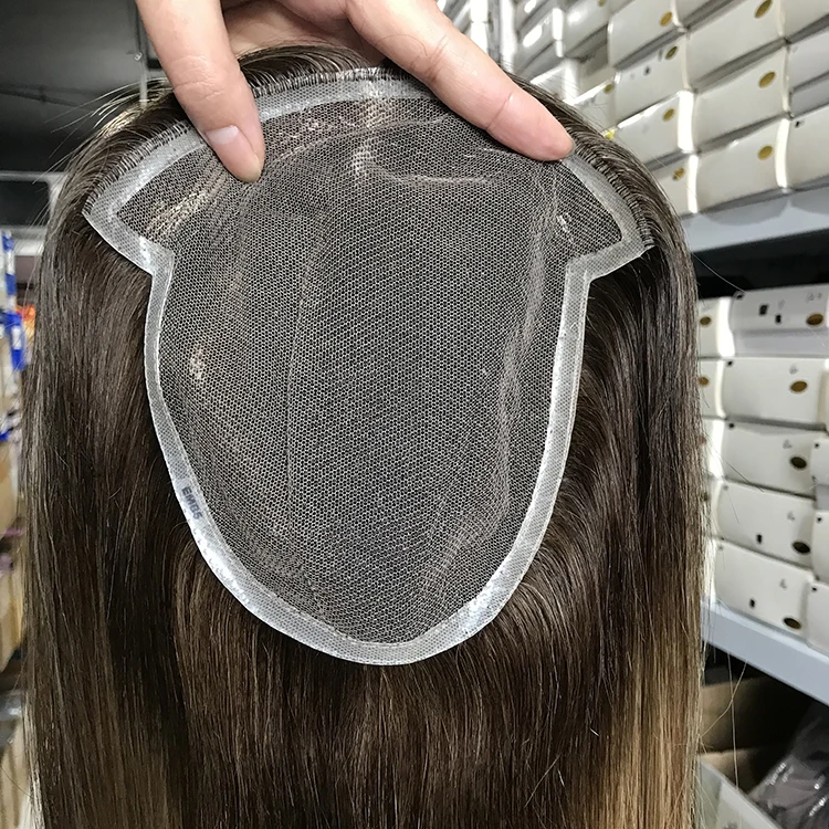 High quality European Breathable lace Base Virgin Remy unprocessed Human Hair Piece Straight free parting Human Hair Toppers