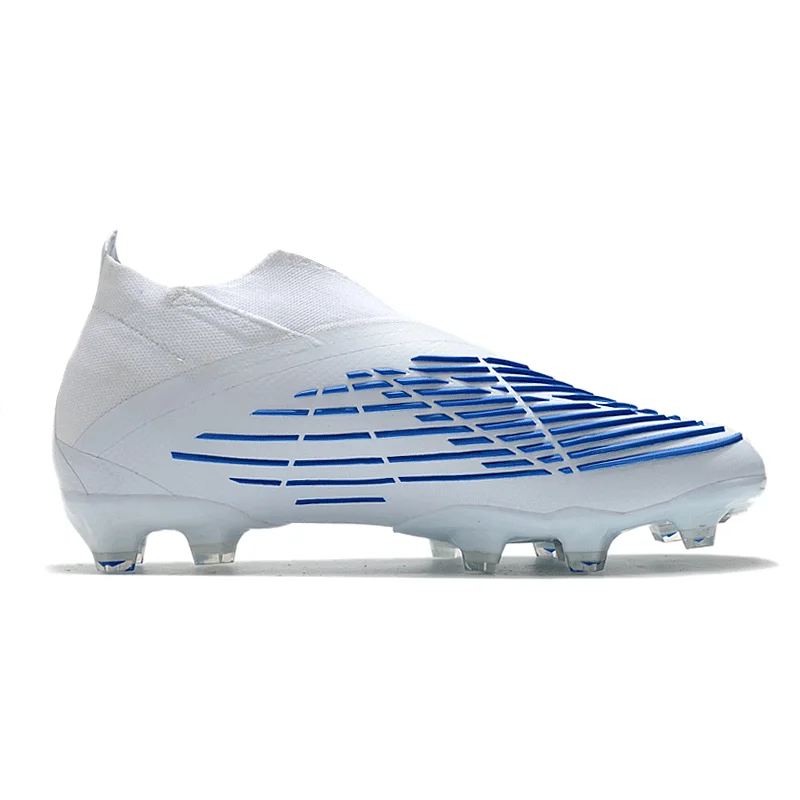 Hot Selling White Blue Predator Edge Geometric.+ FG2 Mesh Upper TPU Sole Football Boots Shoe Online Sneaker