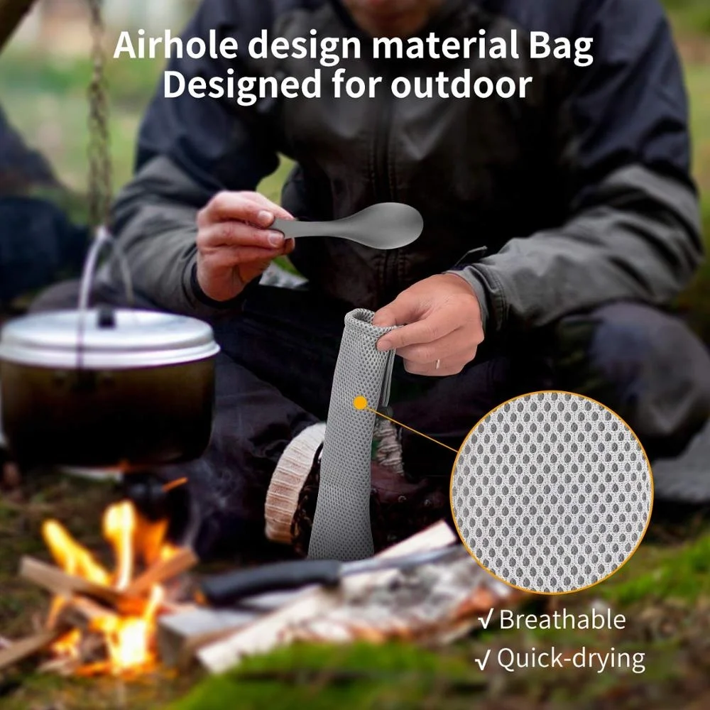 2 in 1 Fork and Spoon Combo, Ultra Lightweight Camping Cutlery Utensil Silverware, Titanium Spork for Travel