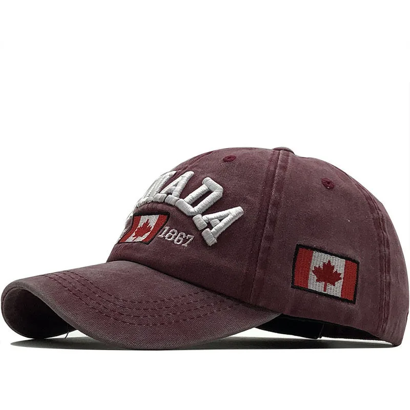 Premium Canada Maple Leaf Fishing Baseball Cap Stereoscopic Letter Logo Gorras Snapback Cap Multiple Colors low profile Cap