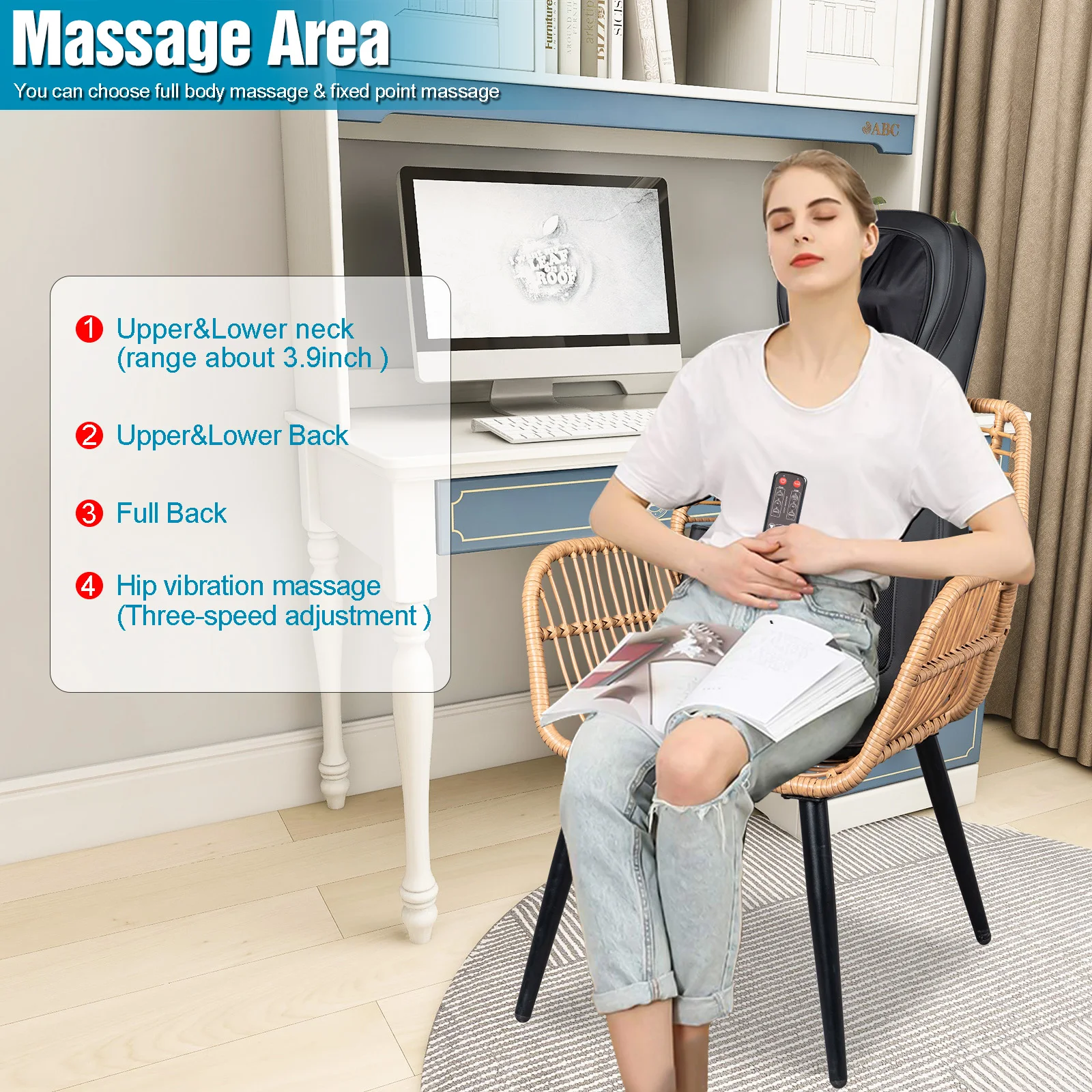 Portable Foldable Buttocks Vibration Massage Seat Cushion Replacement Cushion Massage Chair Black Leather Body OEM Power ROHS
